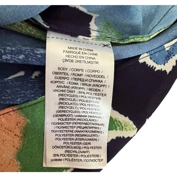 Ralph Lauren Floral Pleated Crinkle Georgette Top 3X Flutter Sleeve V-Neck Flowy - Picture 10 of 11